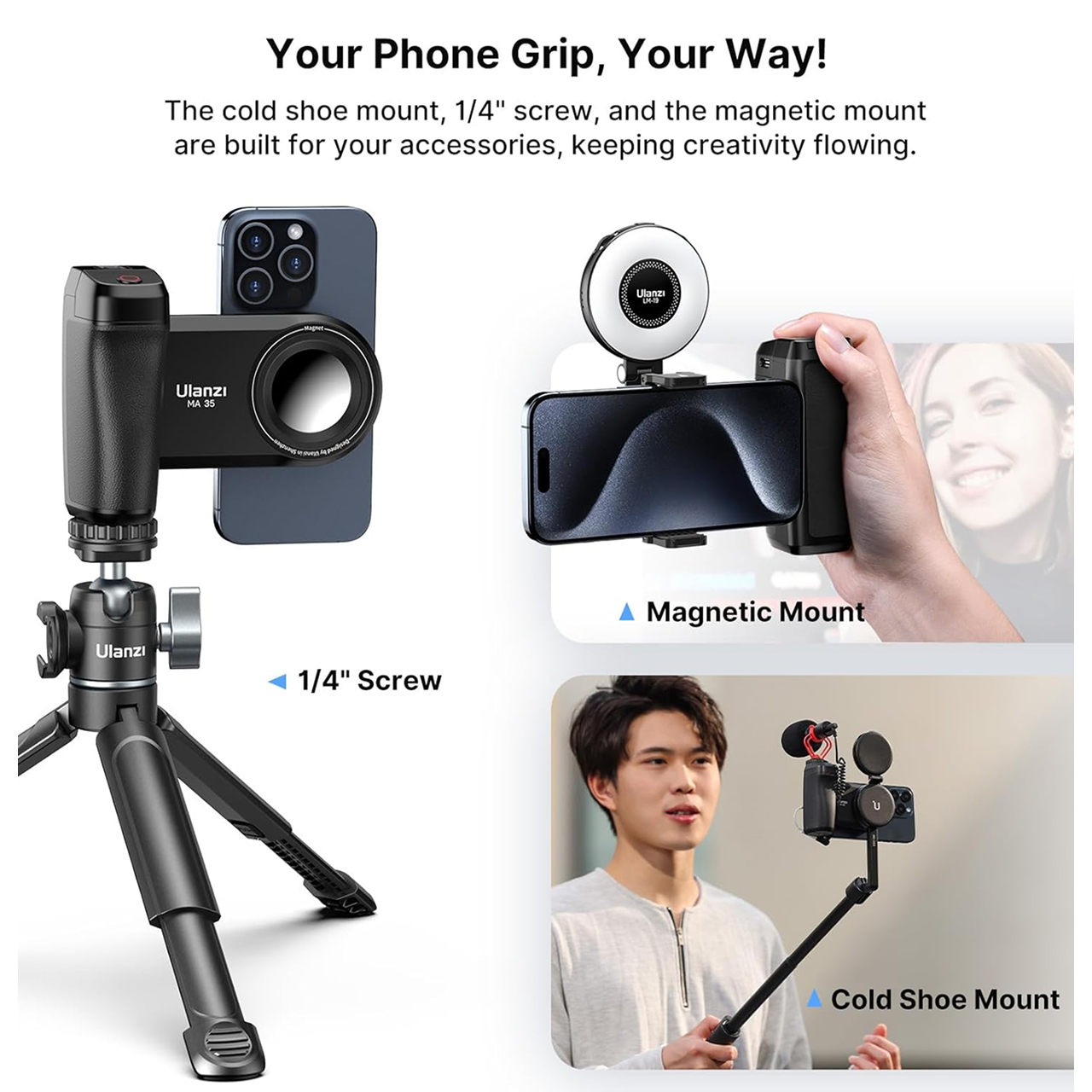 Ulanzi Camera Grip Magsafe Detachable Bluetooth Shutter - Black MA35