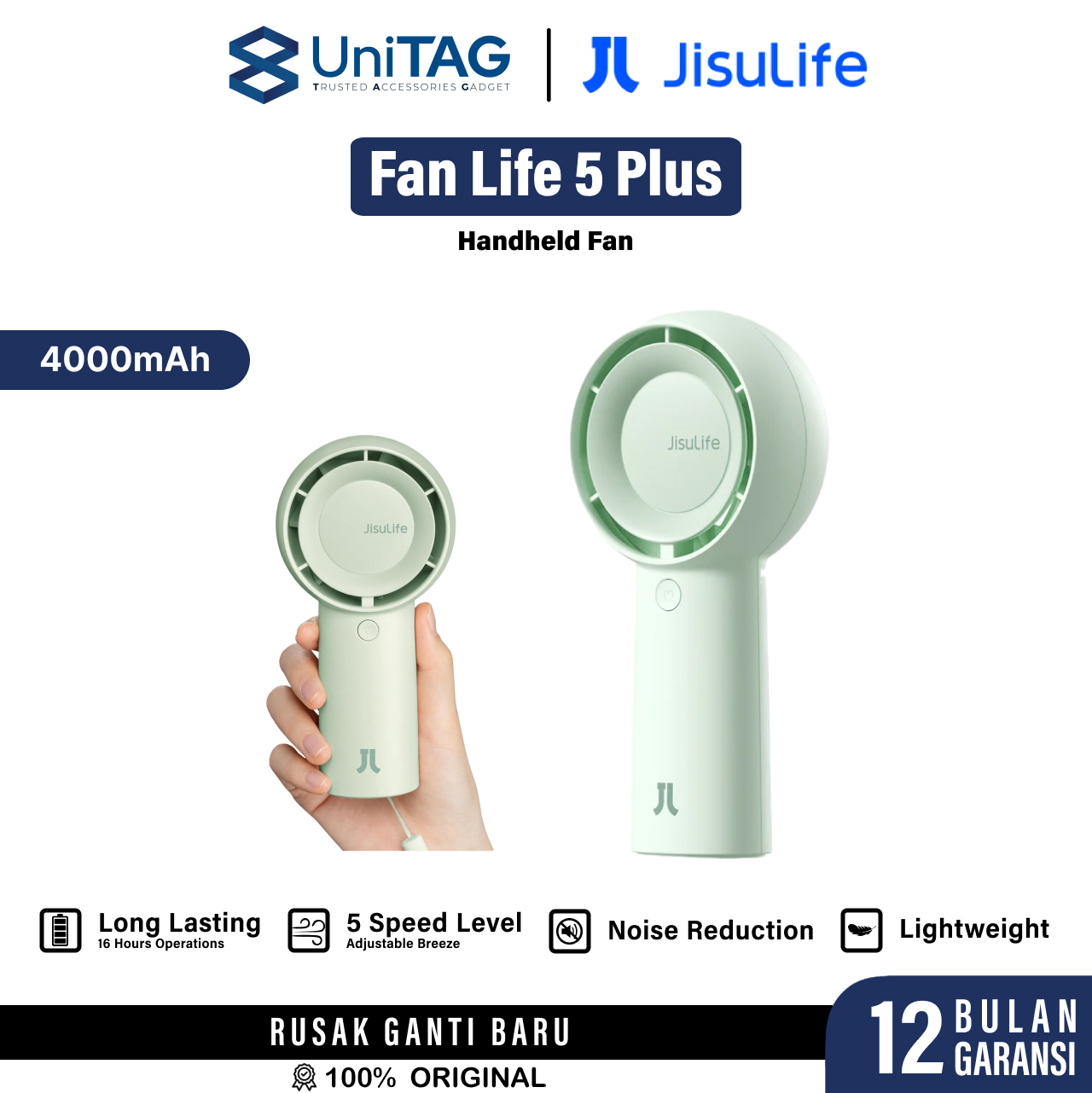 Jisulife Fan Life5 Plus 4000mAh - Green JL HF FA43 4000 GN