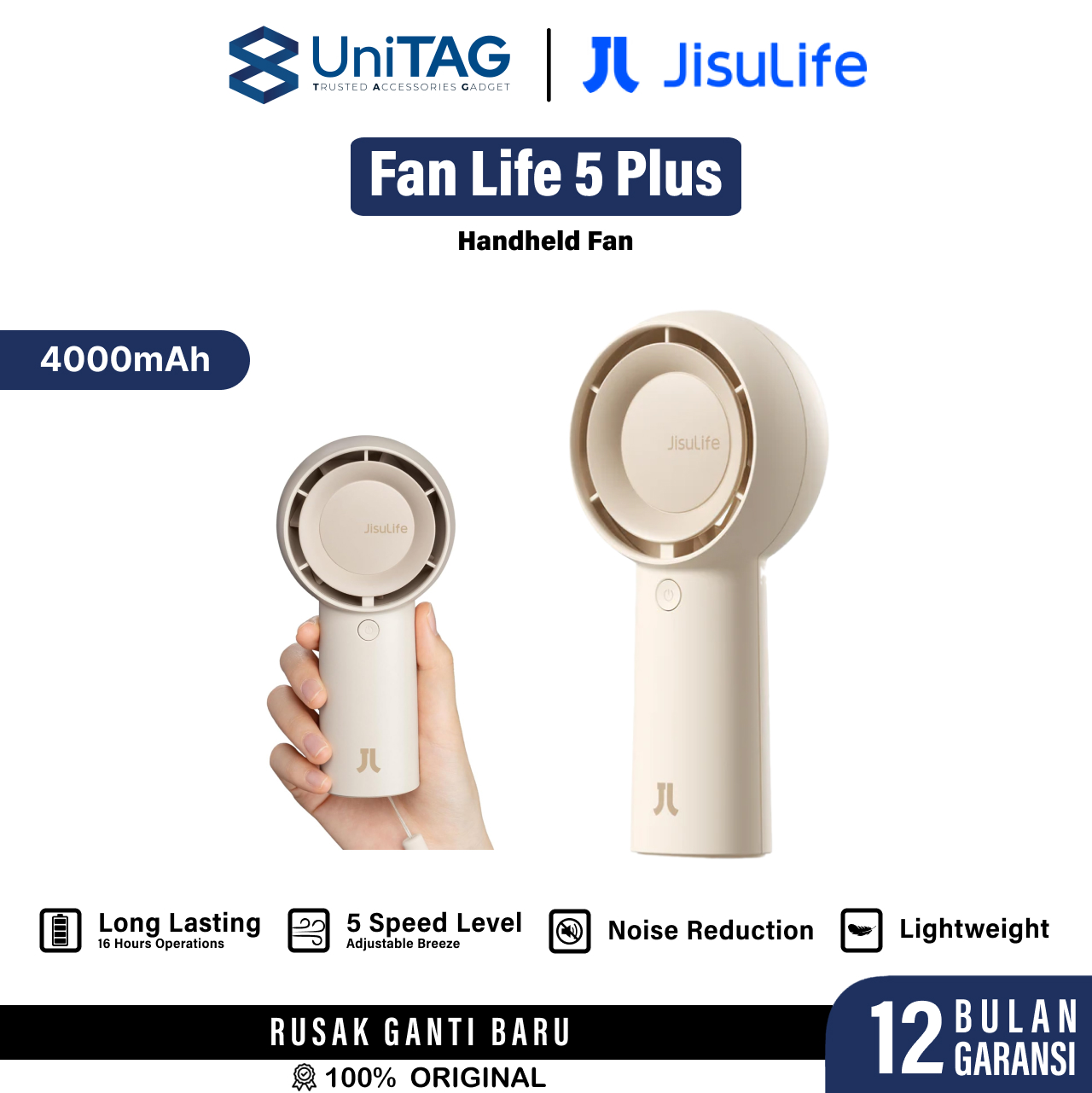 Jisulife Fan Life5 Plus 4000mAh - Brown JL HF FA43 4000 BR