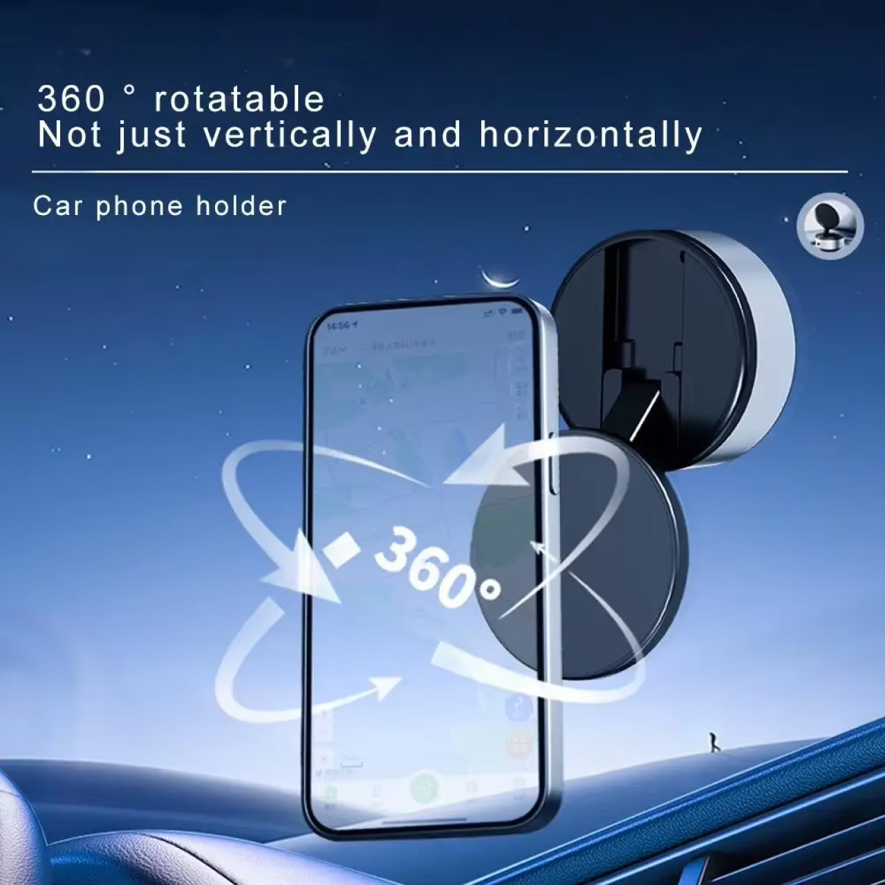 Octagoods Universal Phone Holder with Wireless Charger Vacuum Suction M12Q - Black M12Q