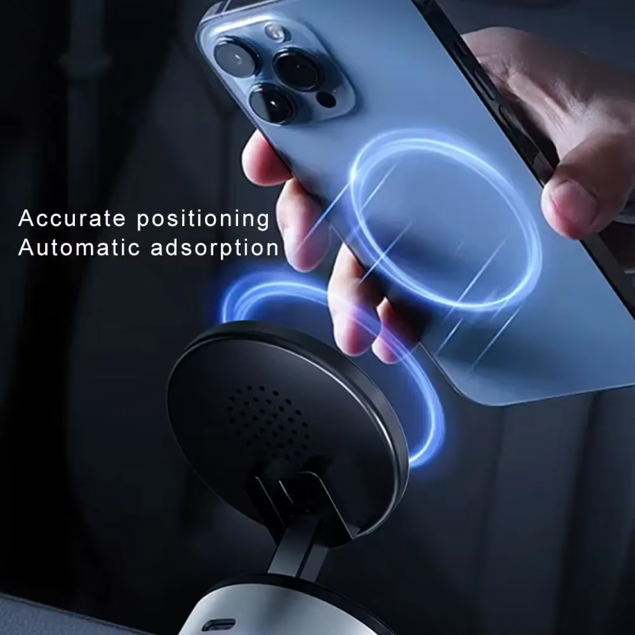 Octagoods Universal Phone Holder with Wireless Charger Vacuum Suction M12Q - Black M12Q