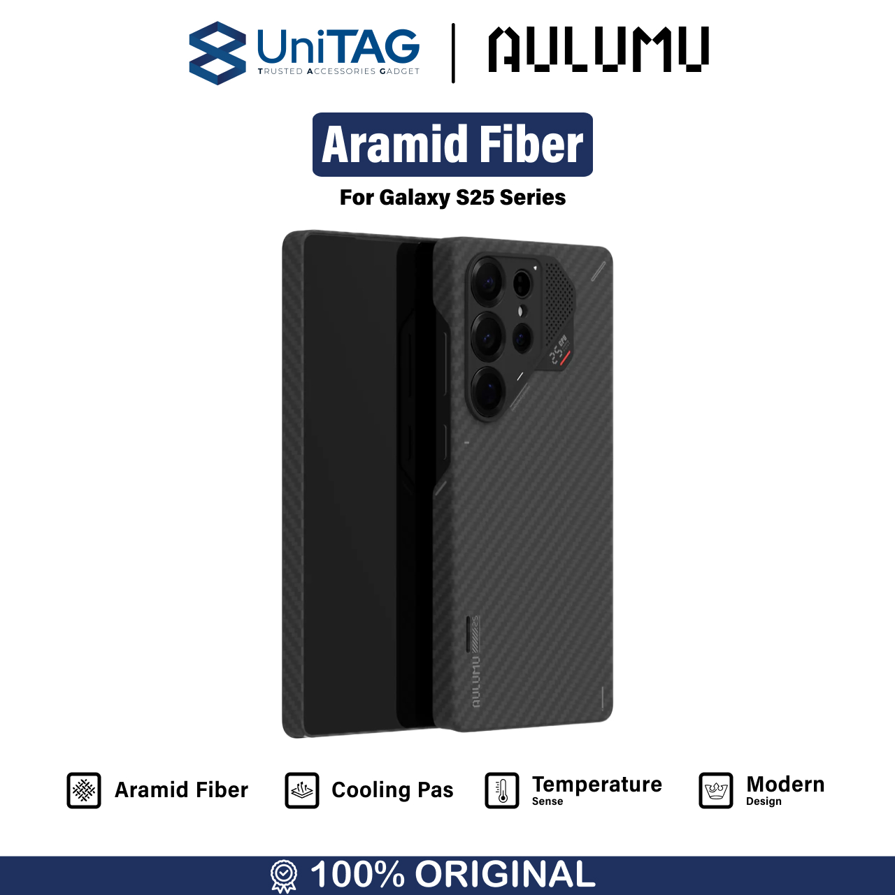 Aulumu Galaxy S25 Ultra Case Aramid Fiber - Black S25-U-AF-BK