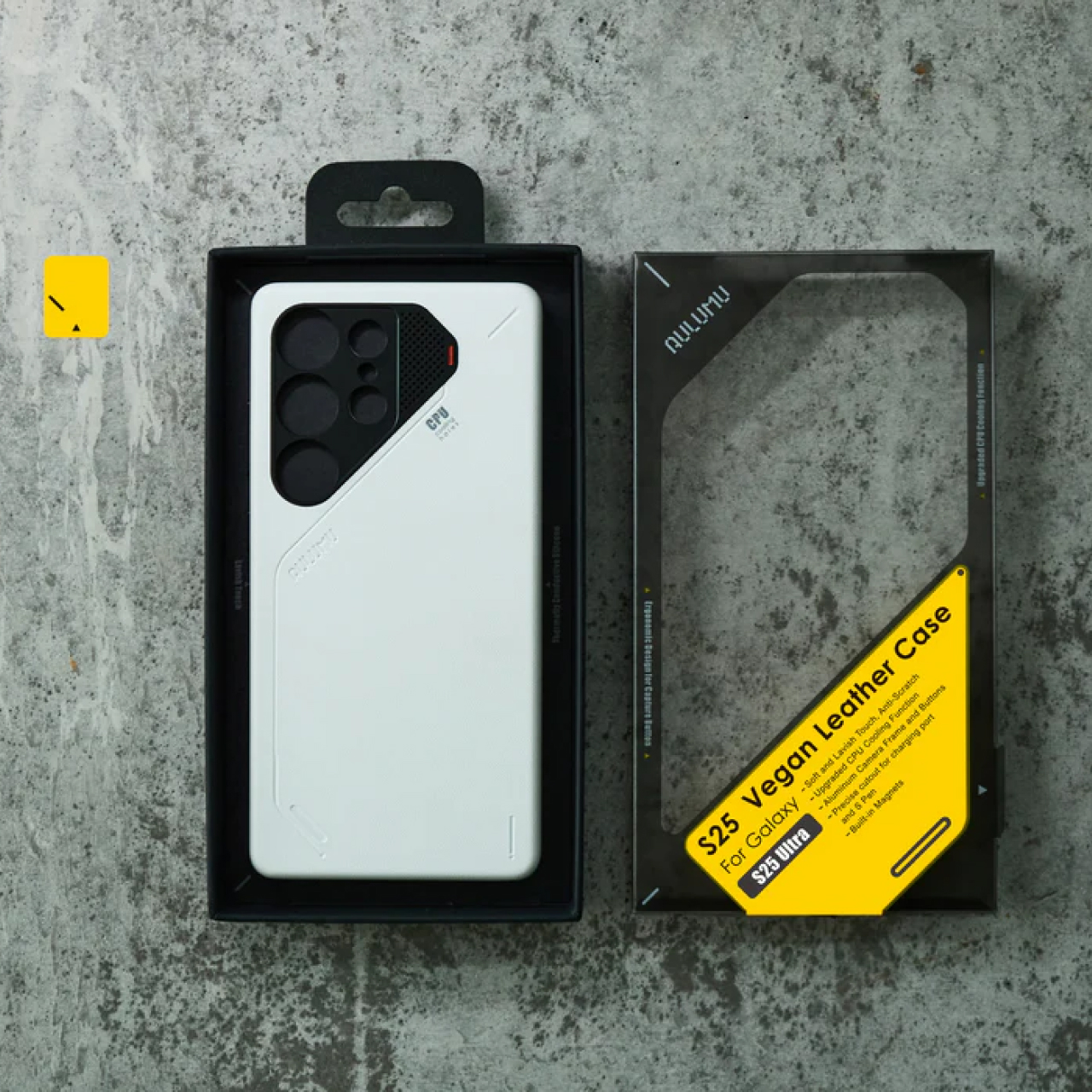 Aulumu Galaxy S25 Ultra Case Vegan Leather - White S25-U-PU-WT