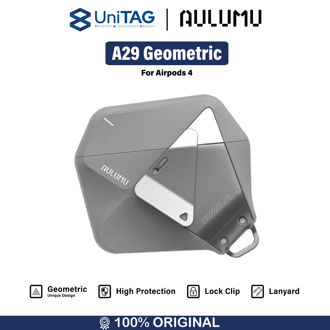 Aulumu Airpods 4 Case A29 Geometric - Gray UA-A29-GR