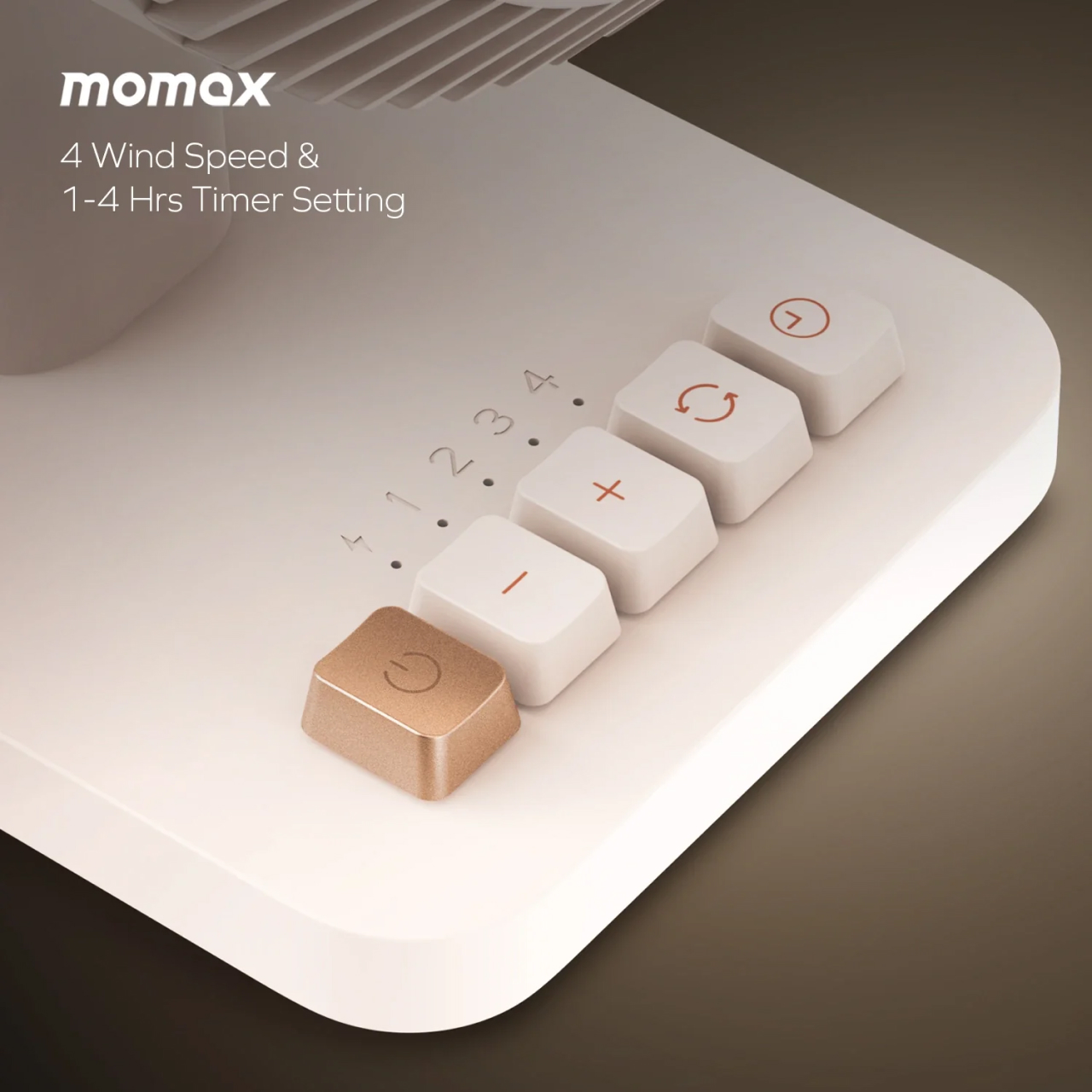 Momax Mini Desk Fan Ultra Quiet Rechargeable - Desert Titanium IF20L2