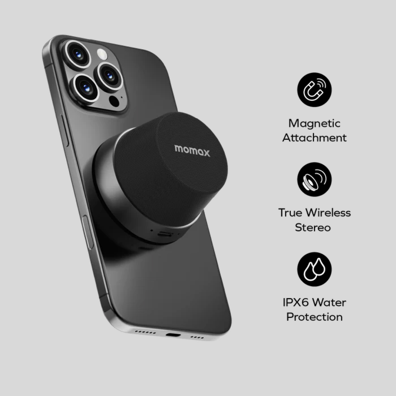 Momax Wireless Speaker 1-VibeGo Magnetic Portable True Wireless Speaker - Blue BS6HKB