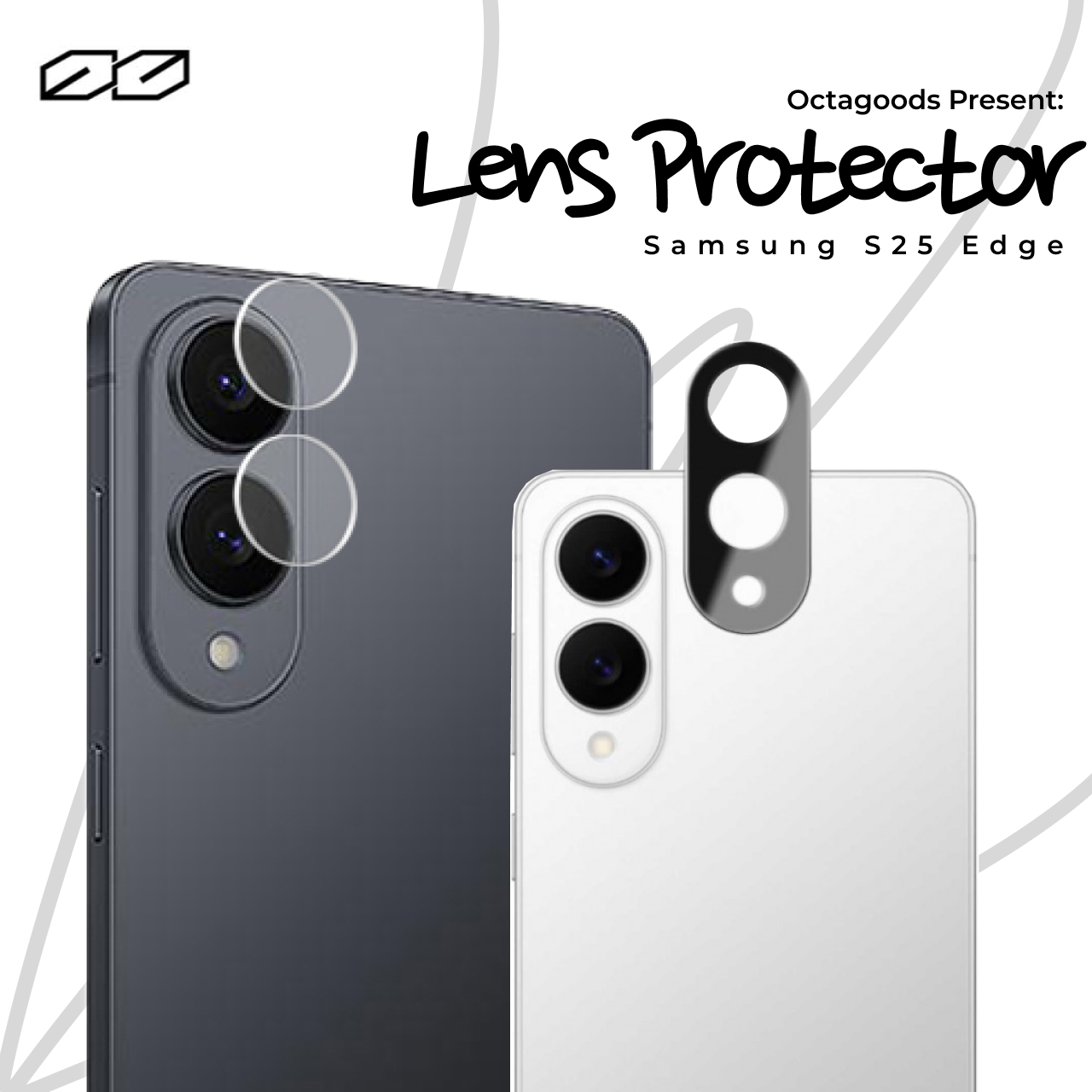 Octagoods Galaxy S25 Edge Camera Lens Protector Full Cover - Clear SX7646-1