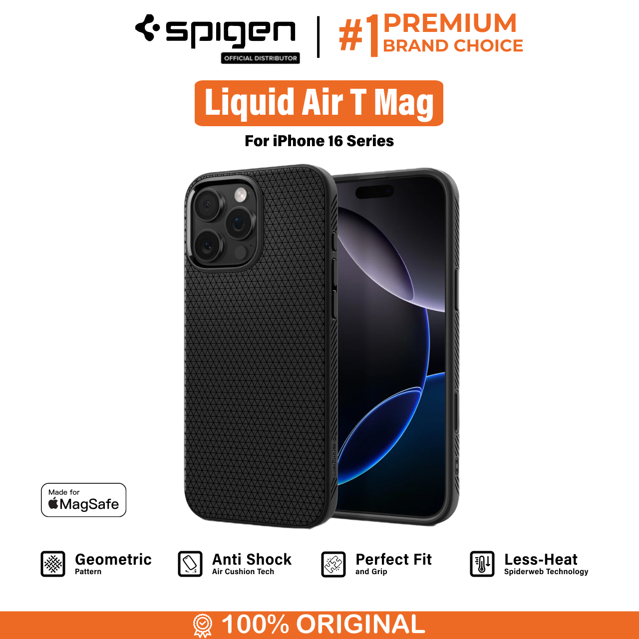 Spigen iPhone 16 Pro Case Liquid Air T Magfit - Matte Black ACS09116