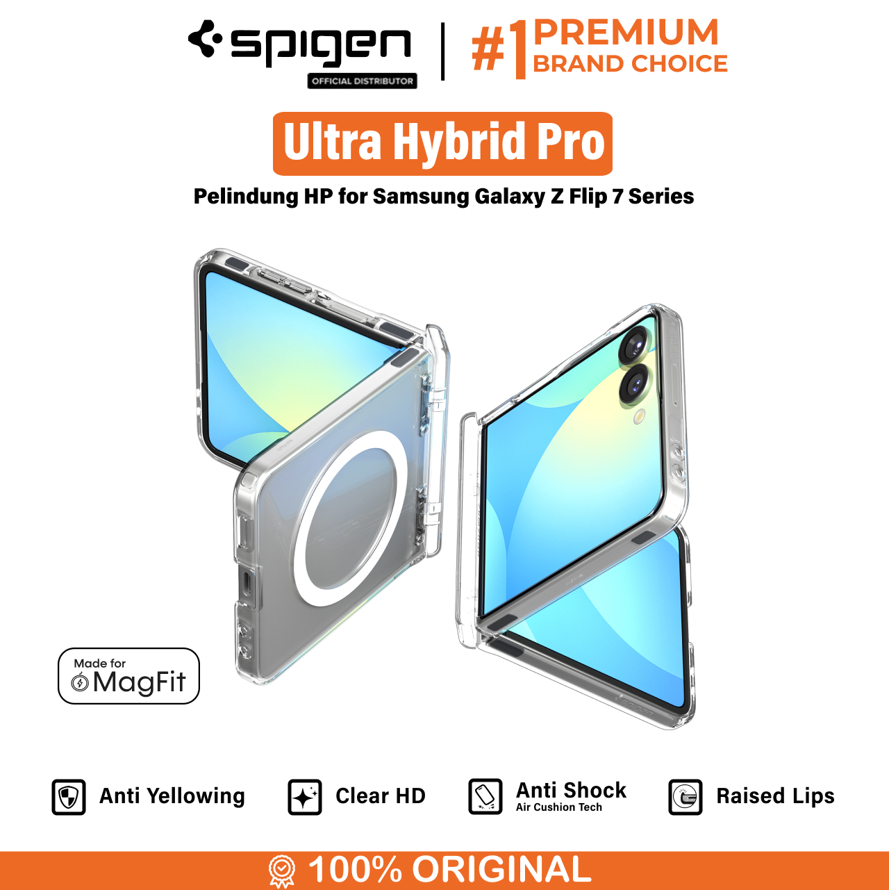 Spigen Galaxy Z Flip 7 Case Ultra Hybrid Pro MagFit - Clear White ACS09559