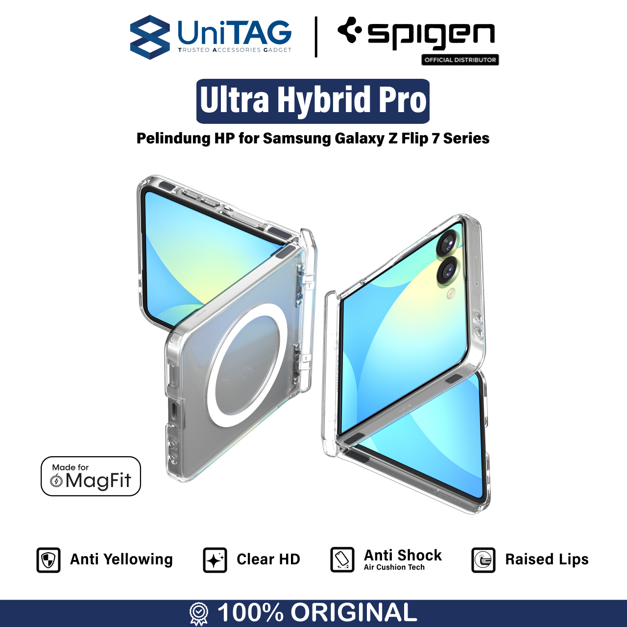 Spigen Galaxy Z Flip 7 Case Ultra Hybrid Pro MagFit - Clear White ACS09559