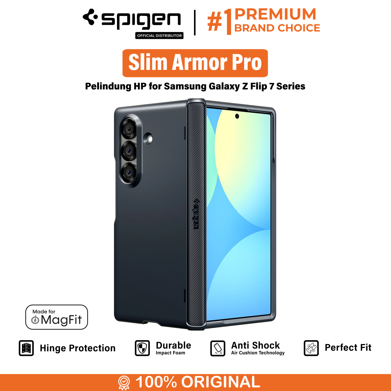 Spigen Galaxy Z Fold 7 Case Slim Armor Pro MagFit - Metal Slate ACS09552