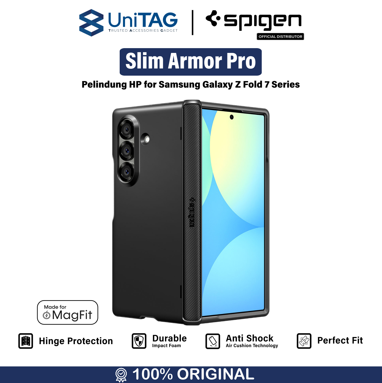Spigen Galaxy Z Fold 7 Case Slim Armor Pro MagFit - Black ACS09551