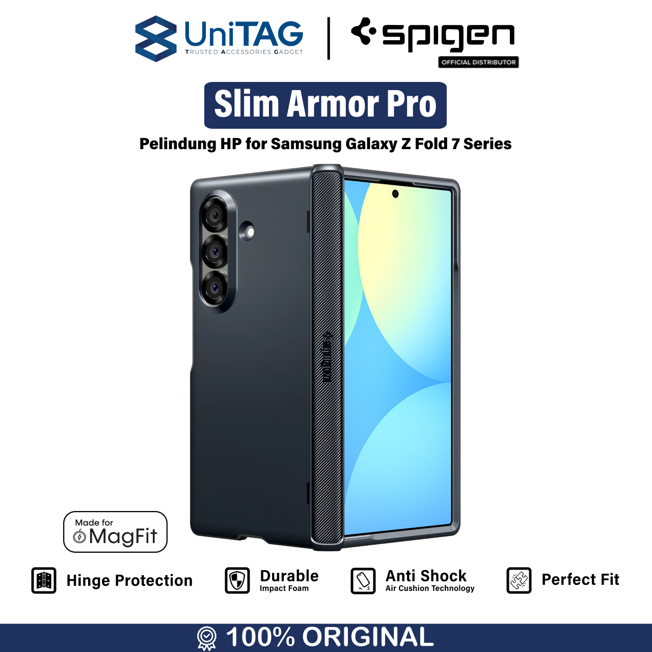 Spigen Galaxy Z Fold 7 Case Slim Armor Pro MagFit - Metal Slate ACS09552