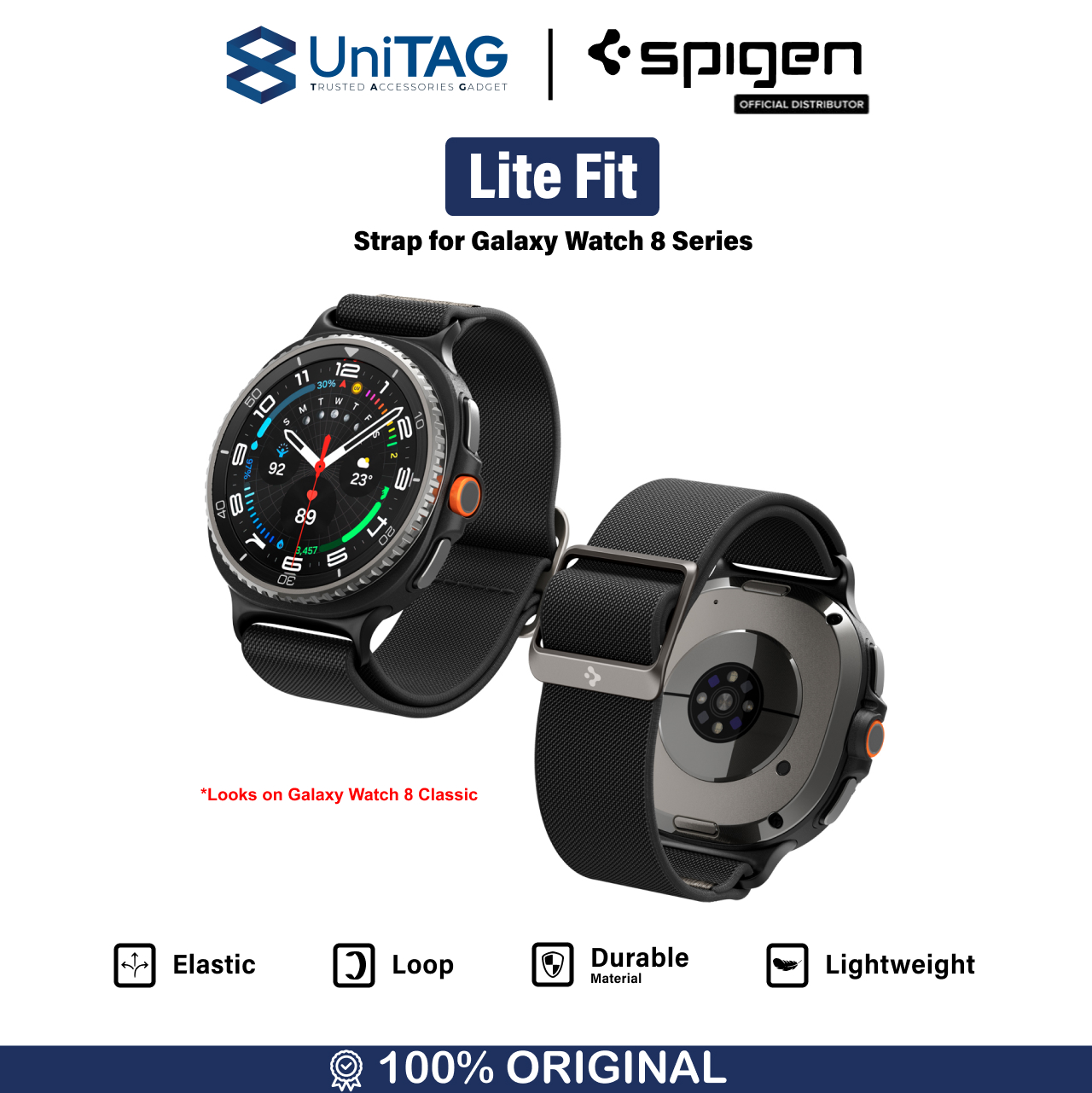 Spigen Galaxy Watch 8 (40 / 44 / 46mm) Strap Band Lite Fit - Black AMP10117
