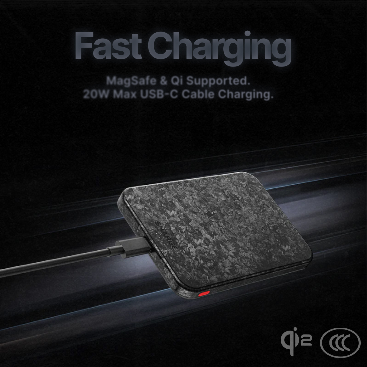 Sharge Powerbank Magsafe Qi2 Thin 5000mAh Carbon Mag - Black YDD-SG-C3TXWCX-HEI