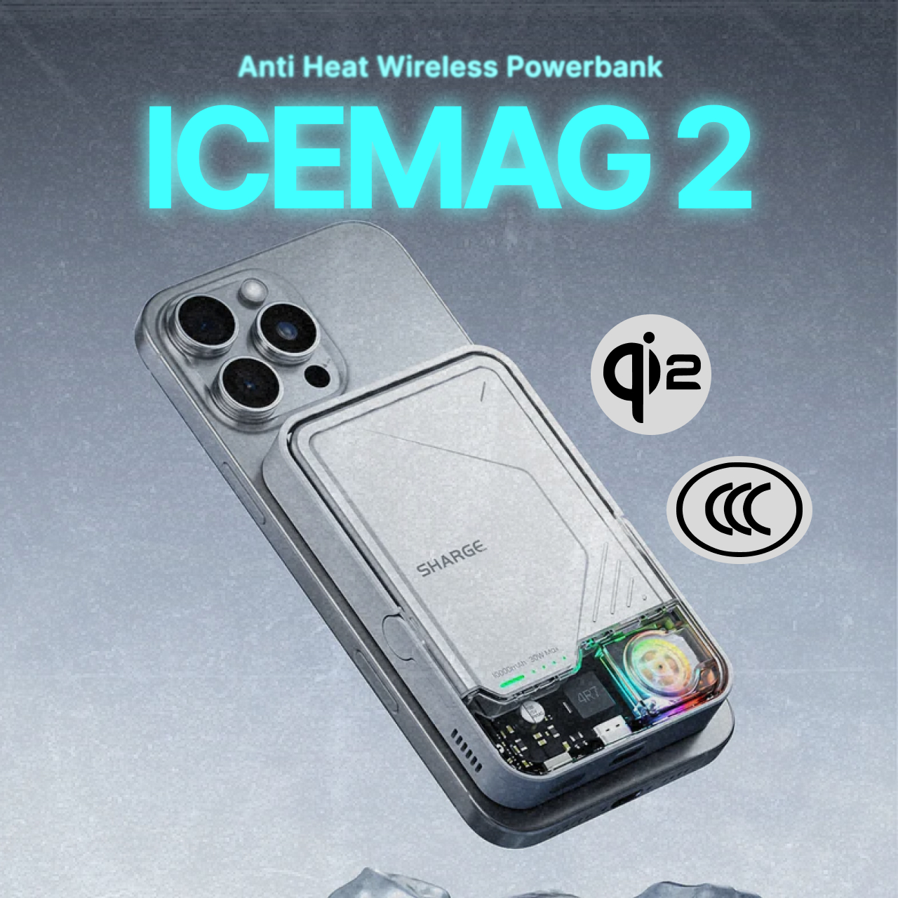 Sharge Powerbank Magsafe Transparent Stand 10000mAh IceMag 2 - White YDD-SG-JF2CX-BAI