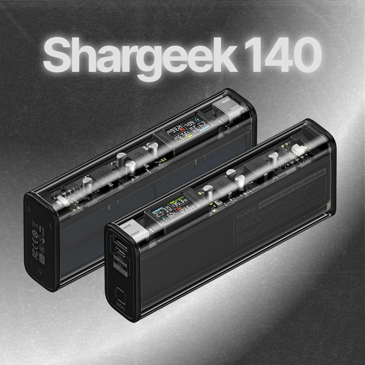 Sharge Powerbank 20000mAh 140W 1A 1C Shargeek 140 - Black YDD-SG-140-HEI