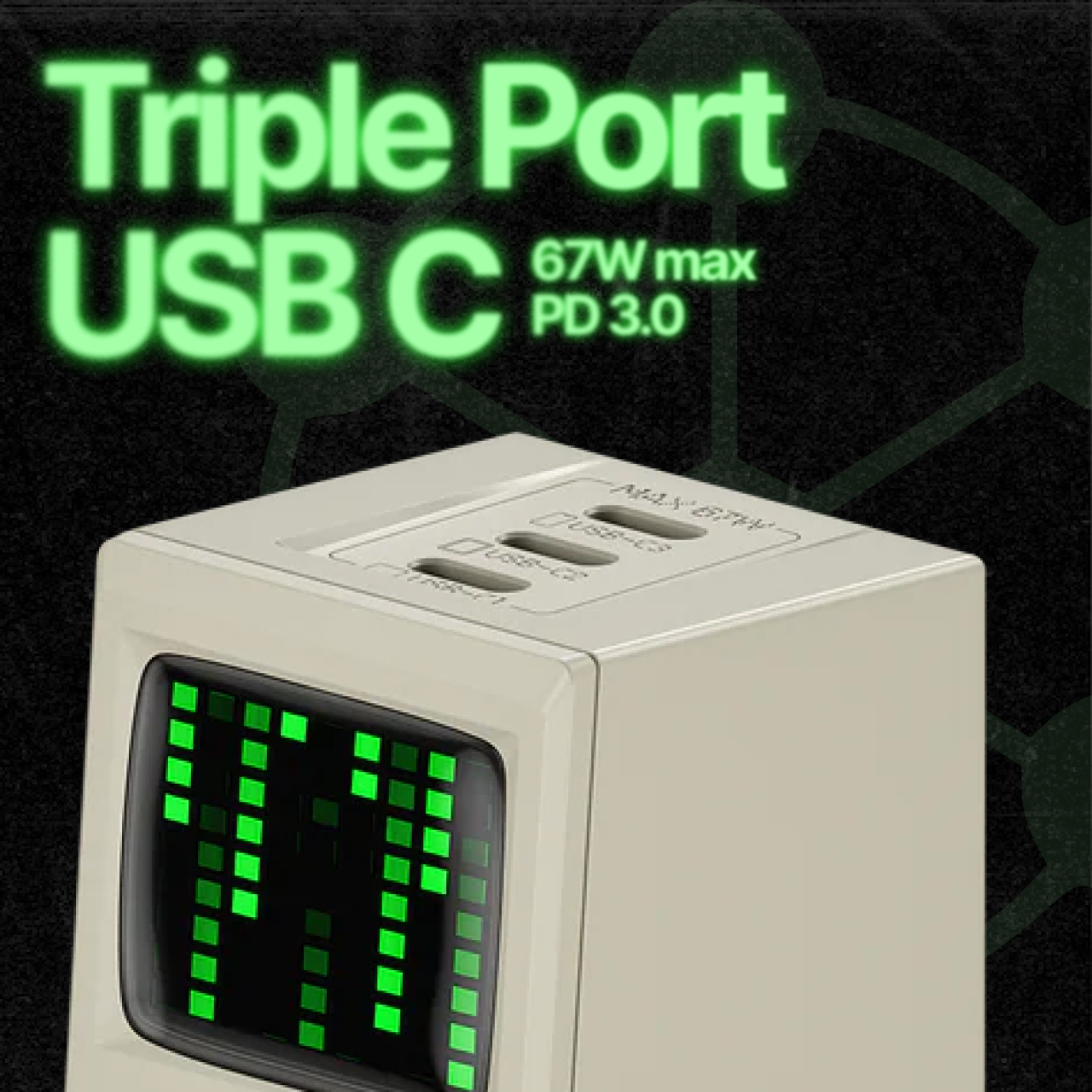 Sharge Wall Charger 3C GaN Retro 67W - Vintage Cream CDT-SG-67-3C-SZY-MI