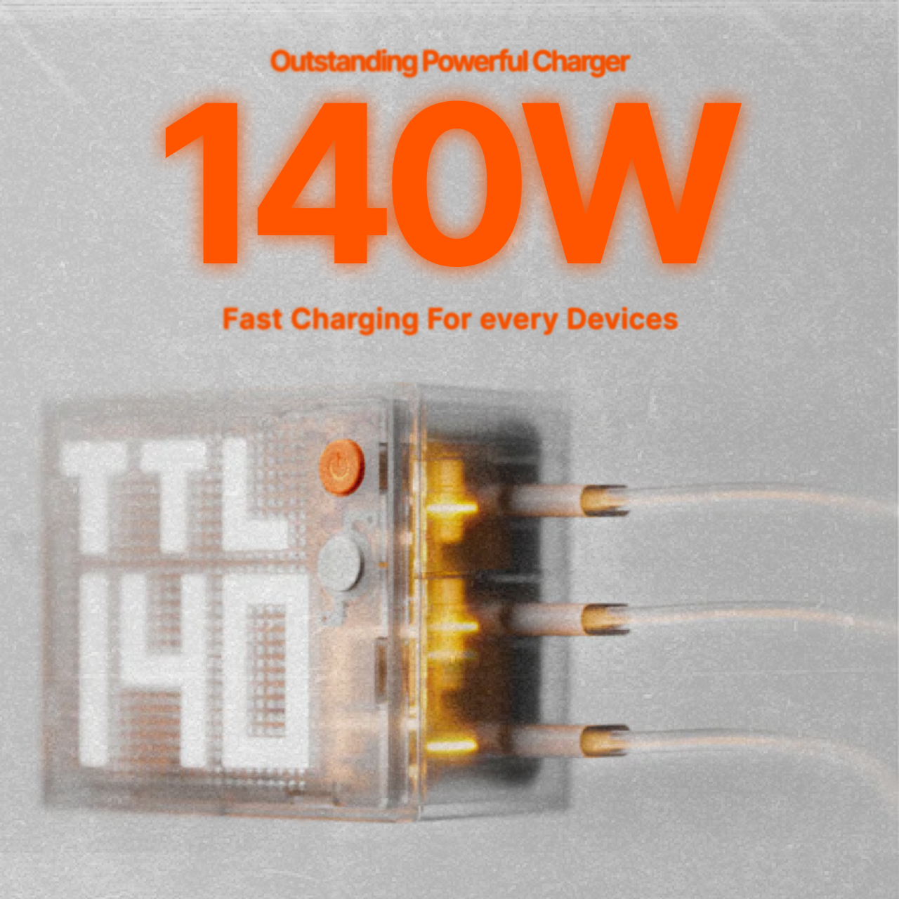 Sharge Wall Charger 1A 3C Pixel 100W GaN Charger - Gray CDT-SG-100-HW-DZP-HUI