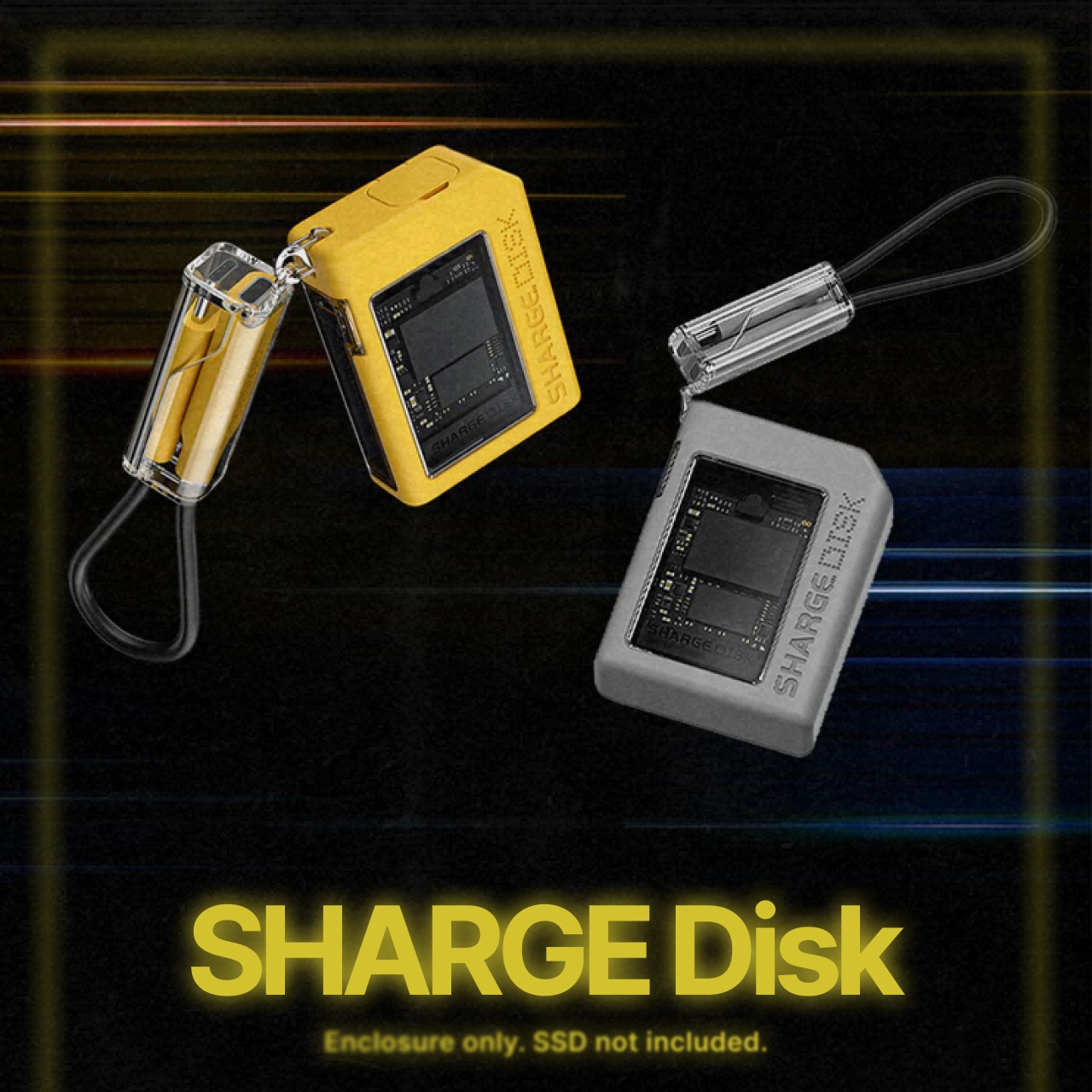 Sharge Disk Enclosure M.2 NVMe Enclosure for 2230 SSD 1C + Cable Usb C Male Female - Yellow YPH-SG-TZB-SSD-HUA