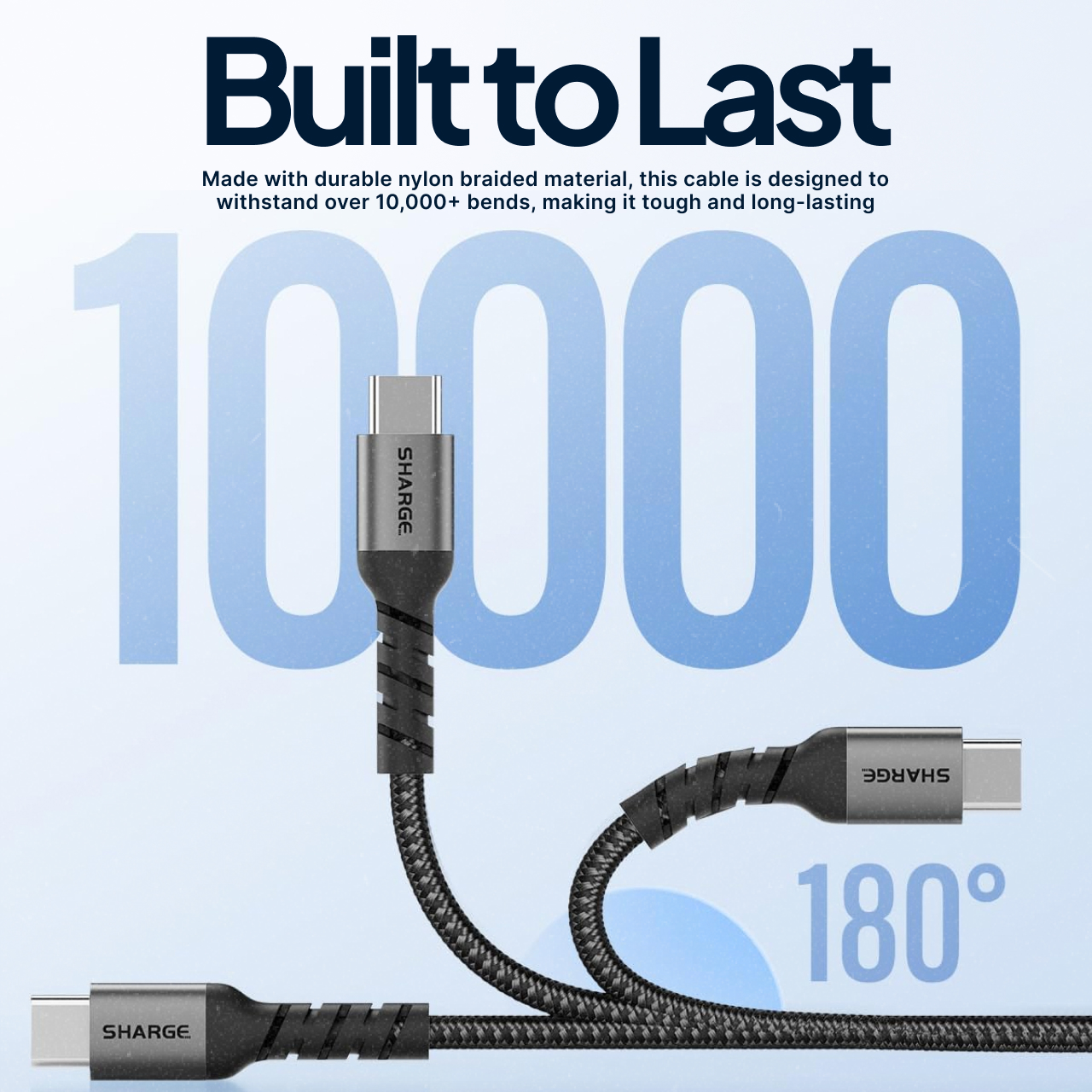 Sharge Kabel Charger USB C - USB C Braided 240W 1.5m - Black SJX-SJ-240-CC-1.5-ZH-HEI