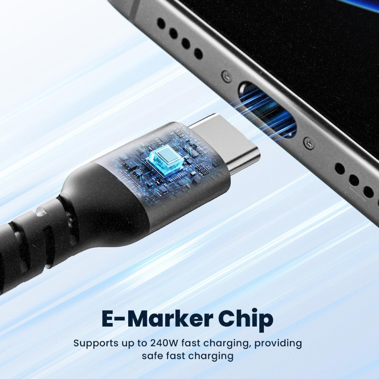 Sharge Kabel Charger USB C - USB C Braided 240W 1.5m - Black SJX-SJ-240-CC-1.5-ZH-HEI