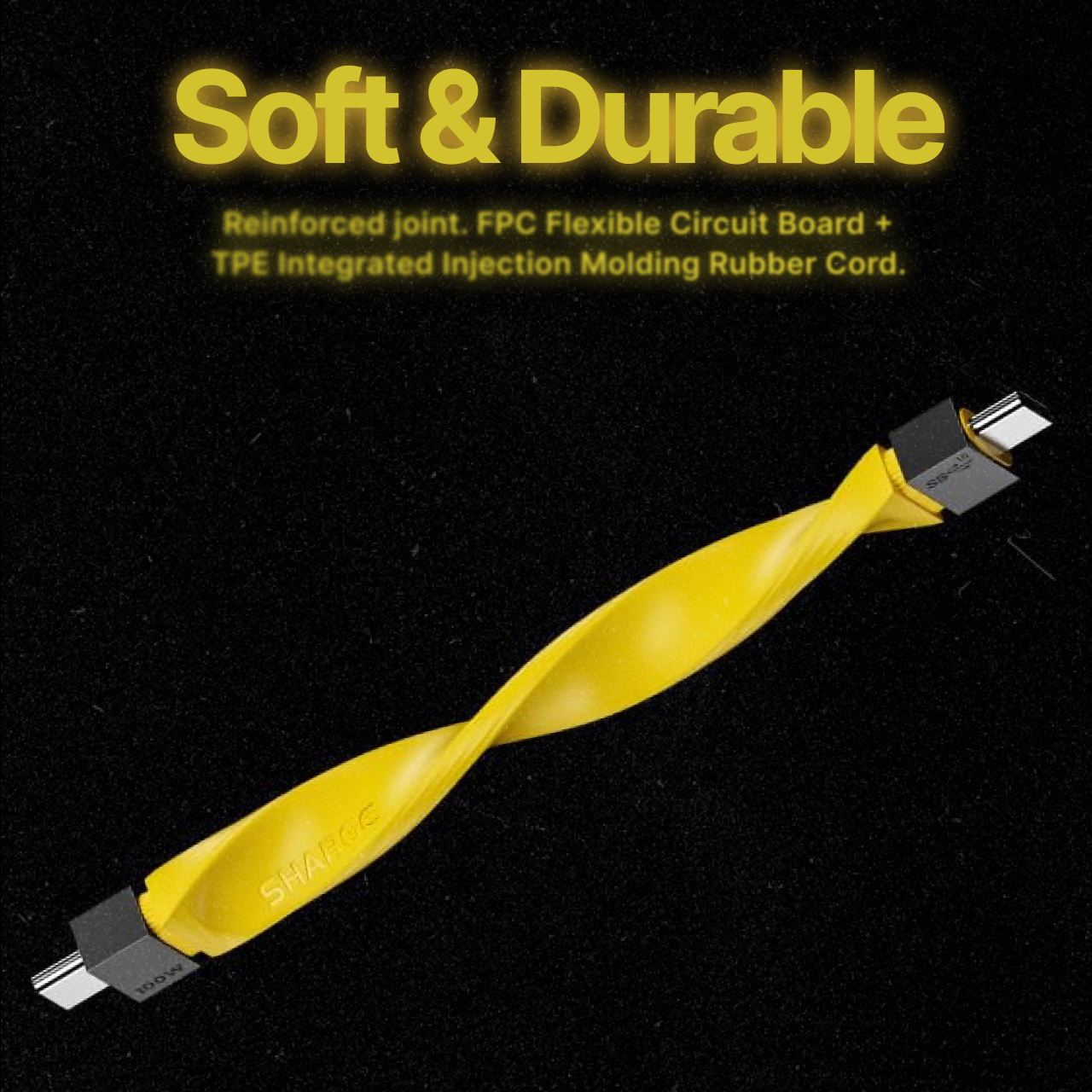 Sharge Kabel Charger USB C - USB C Flash Shadow 100W 10gbps 0.14m - Yellow SJX-SJ-CC-0.135-SY2-HUA
