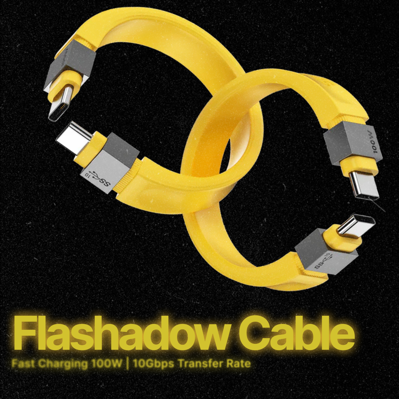 Sharge Kabel Charger USB C - USB C Flash Shadow 100W 10gbps 0.14m - Yellow SJX-SJ-CC-0.135-SY2-HUA
