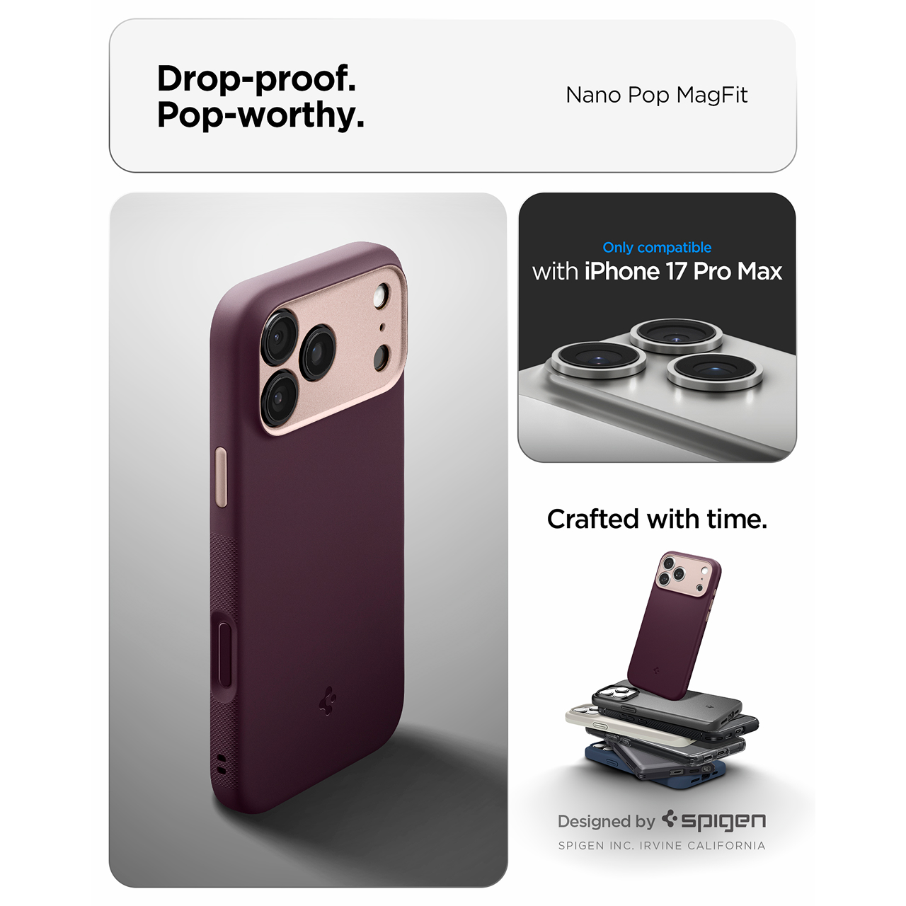 Spigen iPhone 17 Pro Case Nano Pop MagFit - Black Sesame ACS10328 (Offline SKU)