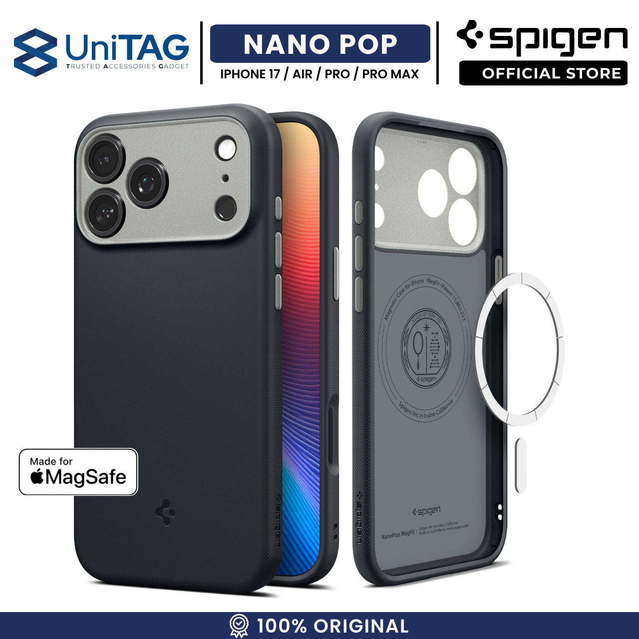 Spigen iPhone 17 Pro Case Nano Pop MagFit - Black Sesame ACS10328 (Offline SKU)