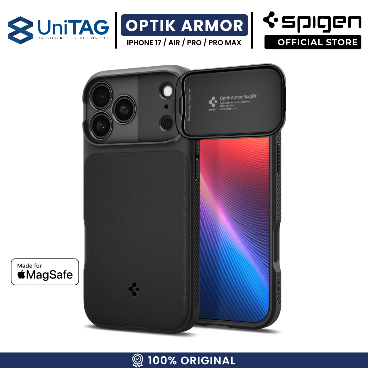 Spigen iPhone 17 Pro Max Case Optik Armor MagFit - Abyss Green ACS09901
