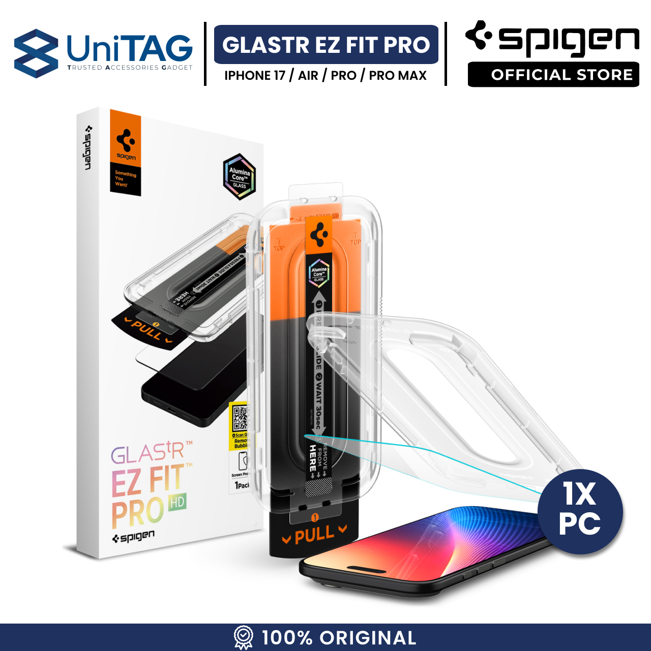 Spigen iPhone Air Tempered Glass with Tray 1 Pack Glas.tR EZ Fit Pro HD - Transparency AGL09870 (Offline SKU)