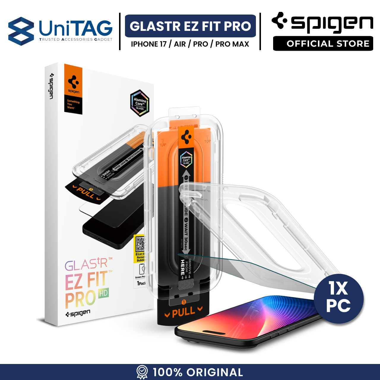 Spigen iPhone 17 Pro / 17 / 16 Pro Tempered Glass with Tray 1 Pack Glas.tR EZ Fit Pro HD - Privacy AGL10098 (Offline SKU)