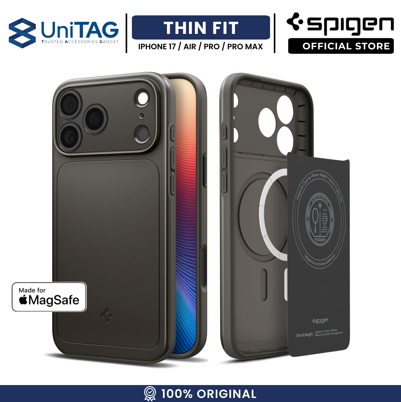 Spigen iPhone 17 Pro Case Thin Fit MagFit - Gunmetal ACS10341 (Offline SKU)