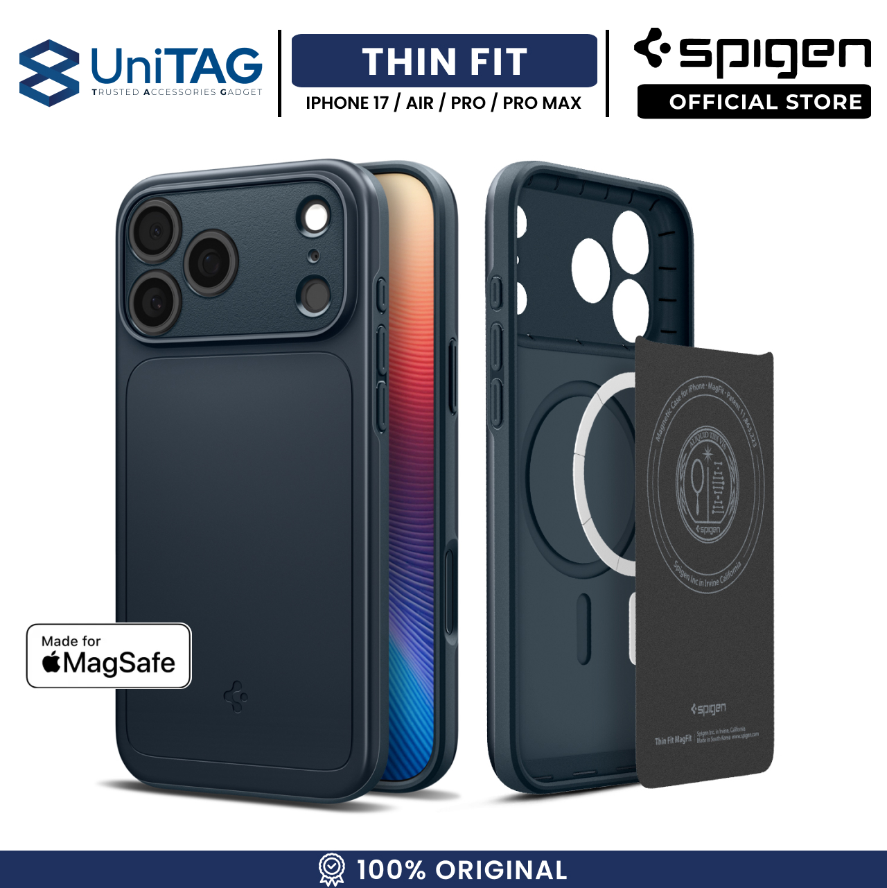 Spigen iPhone 17 Pro Max Case Thin Fit MagFit - Metal Slate ACS10277 (Offline SKU)