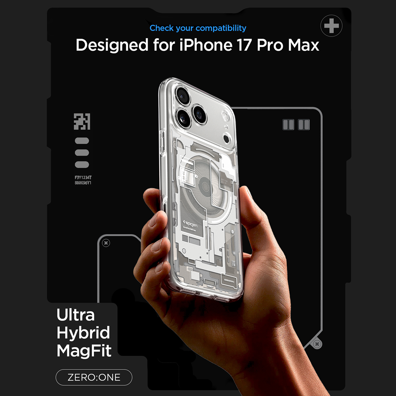 Spigen iPhone 17 Pro Max Case Ultra Hybrid MagFit Zero One - Black ACS10289 (Offline SKU)