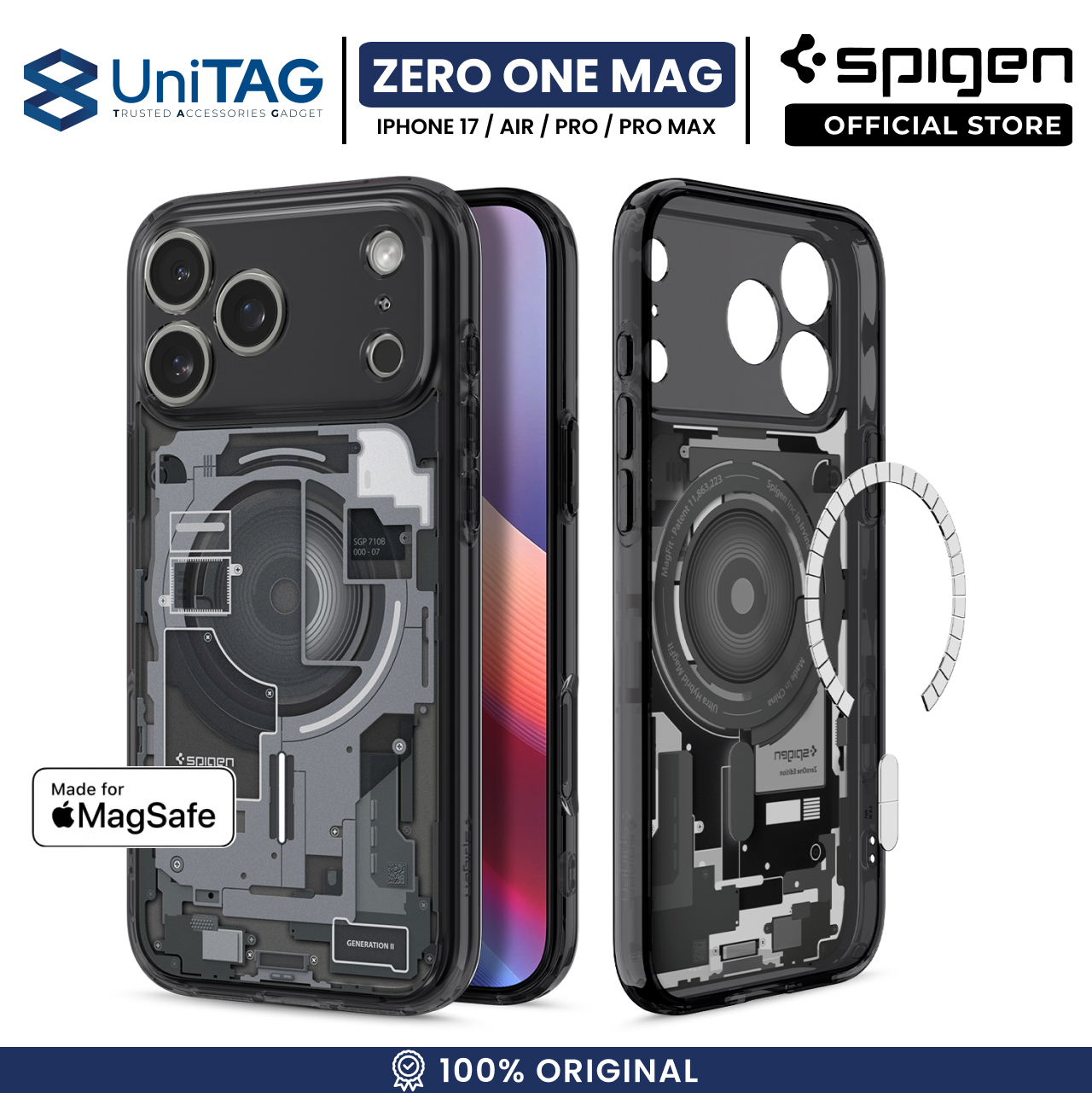 Spigen iPhone 17 Pro Max Case Ultra Hybrid MagFit Zero One - Black ACS10289 (Offline SKU)