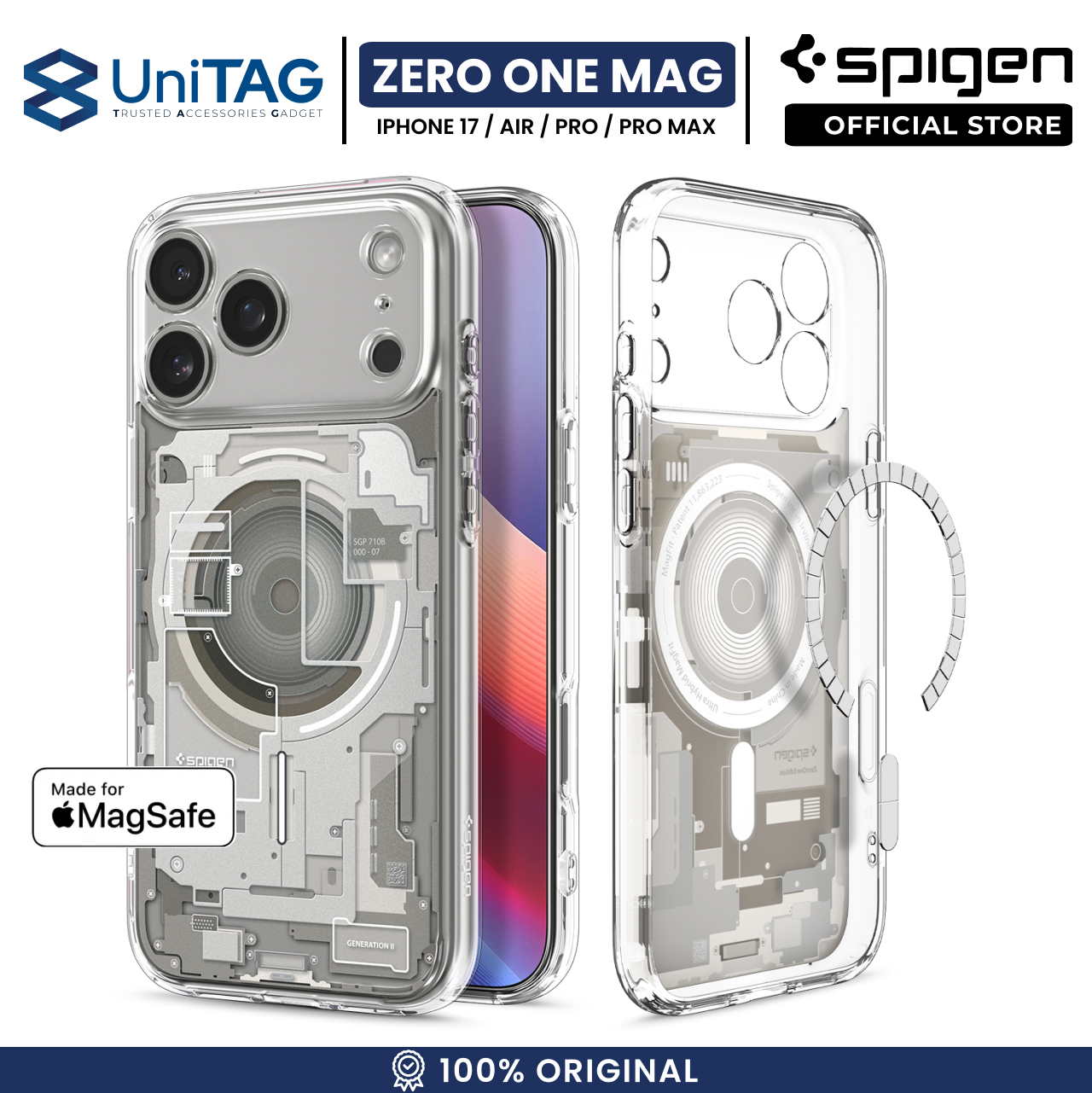 Spigen iPhone 17 Pro Case Ultra Hybrid MagFit Zero One - Natural Titanium ACS10352 (Offline SKU)