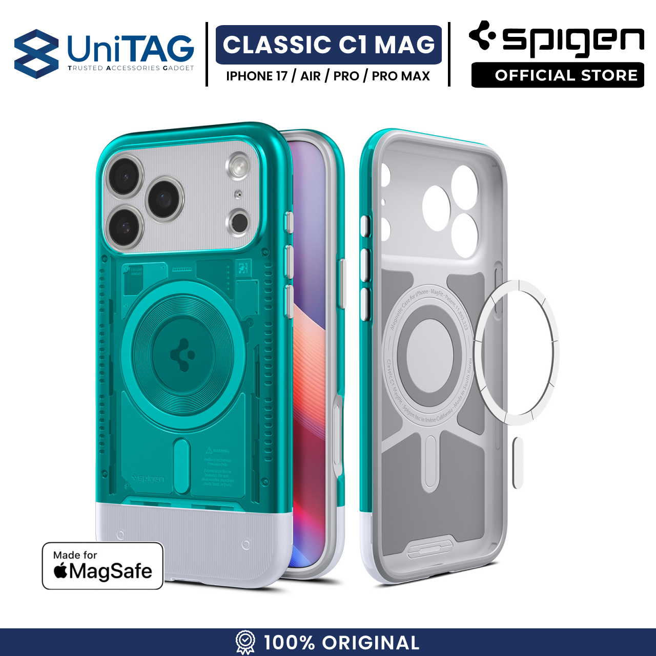 Spigen iPhone 17 Pro Max Case Classic C1 MagFit - Bondi Blue ACS10294 (Offline SKU)