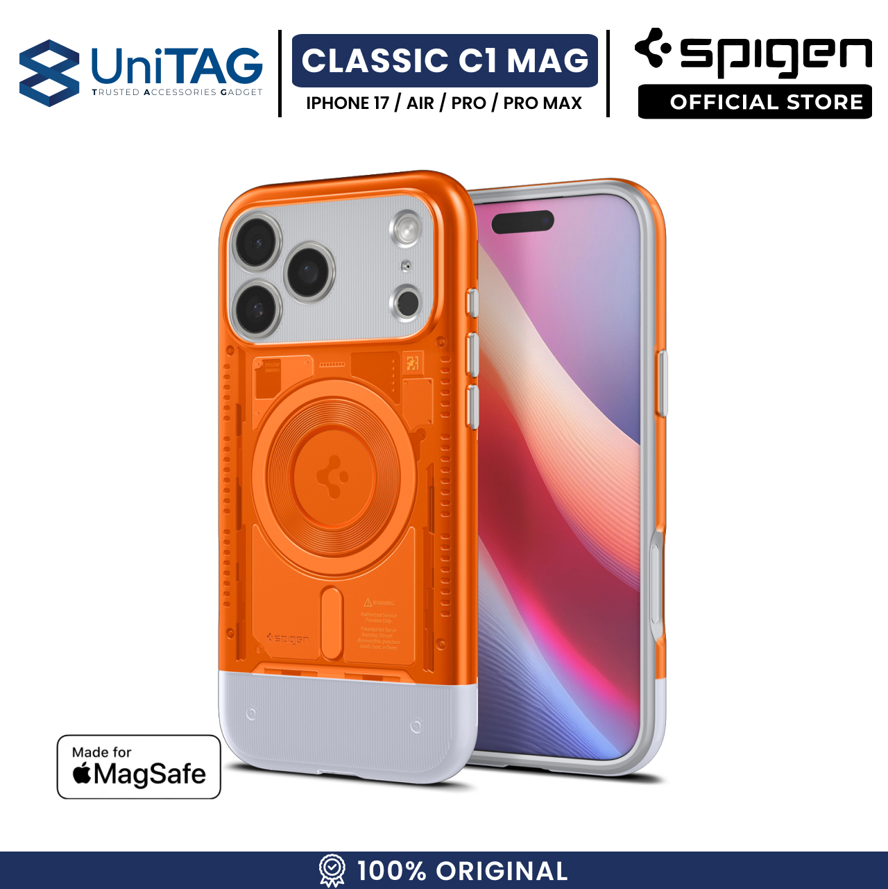 Spigen iPhone 17 Pro Max Case Classic C1 MagFit - Tangerine ACS10296 (Offline SKU)
