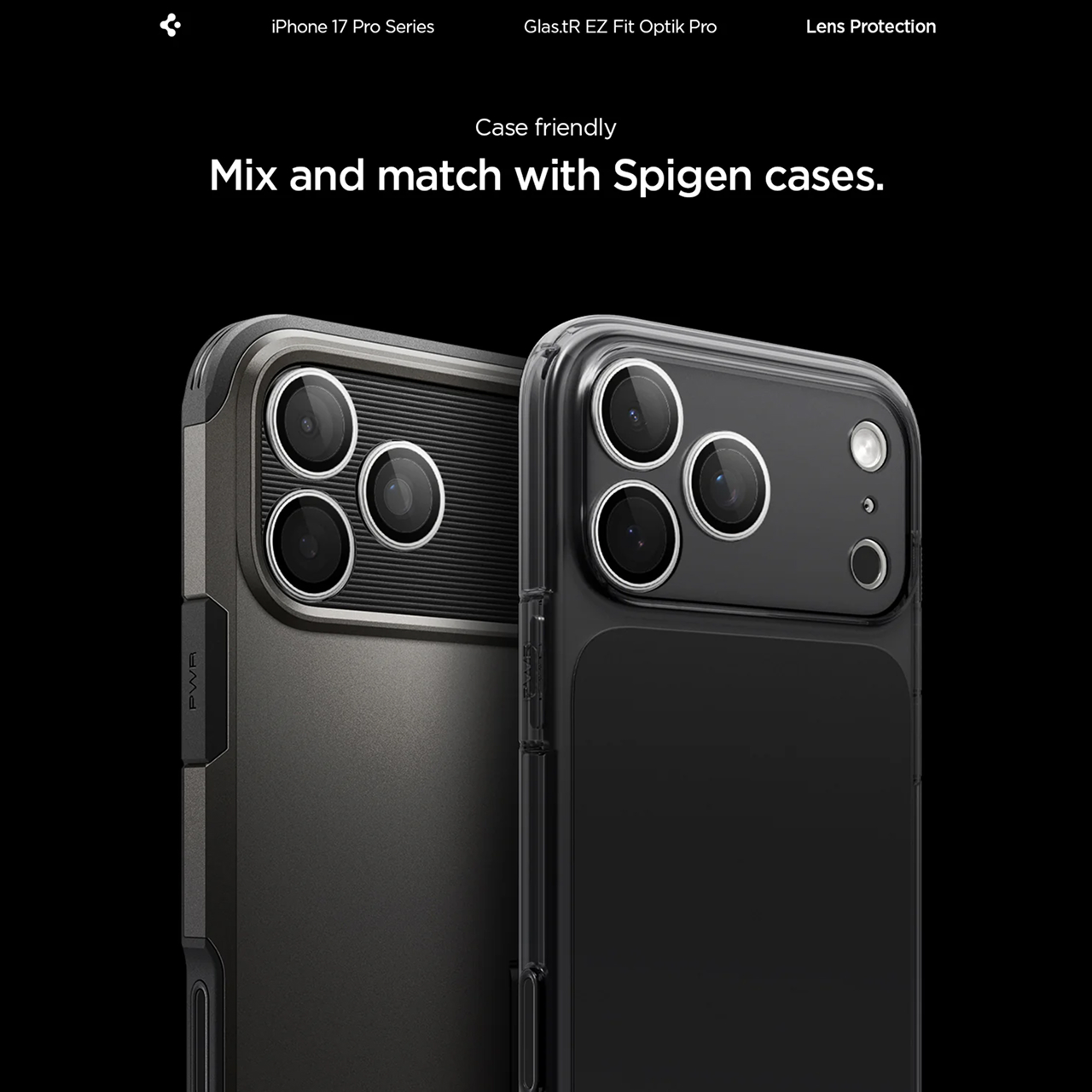 Spigen iPhone 17 Pro Max / 17 Pro / 16 Pro Max / 16 Pro / 15 Pro Max / 15 Pro / 14 Pro Max / 14 Pro Camera Lens Protector Camera Ring with Tray 2 Pack GlastR EZ Fit Optik Pro - Orange AGL10123