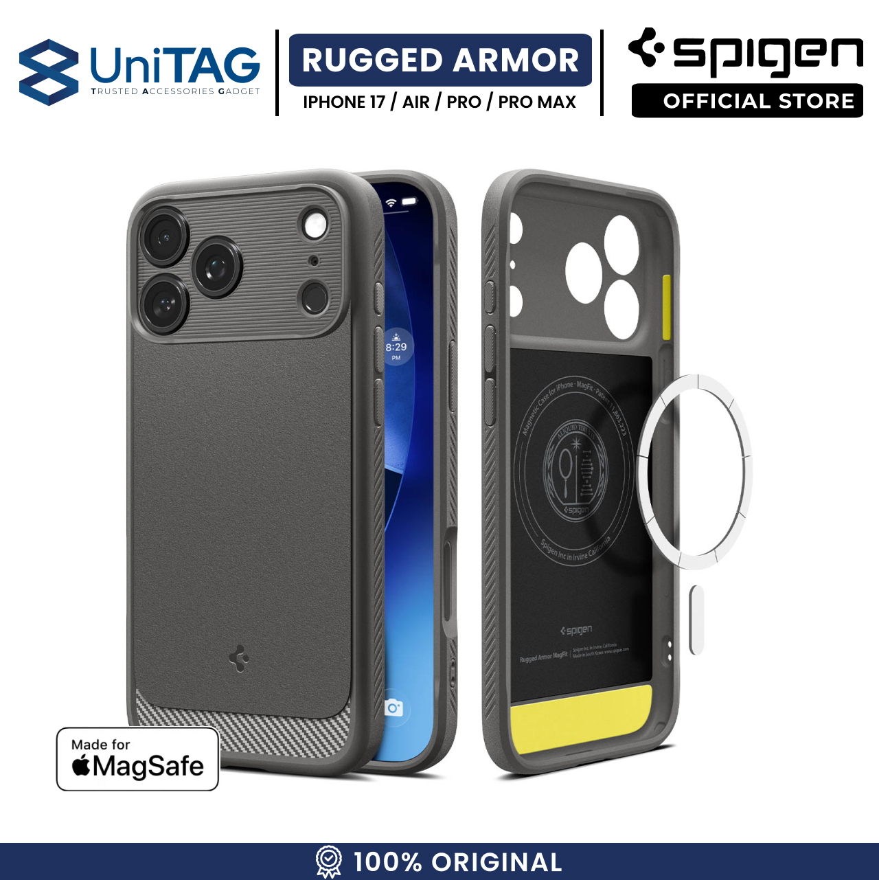 Spigen iPhone 17 Pro Max Case Rugged Armor MagFit - Gray ACS10264 (Offline SKU)