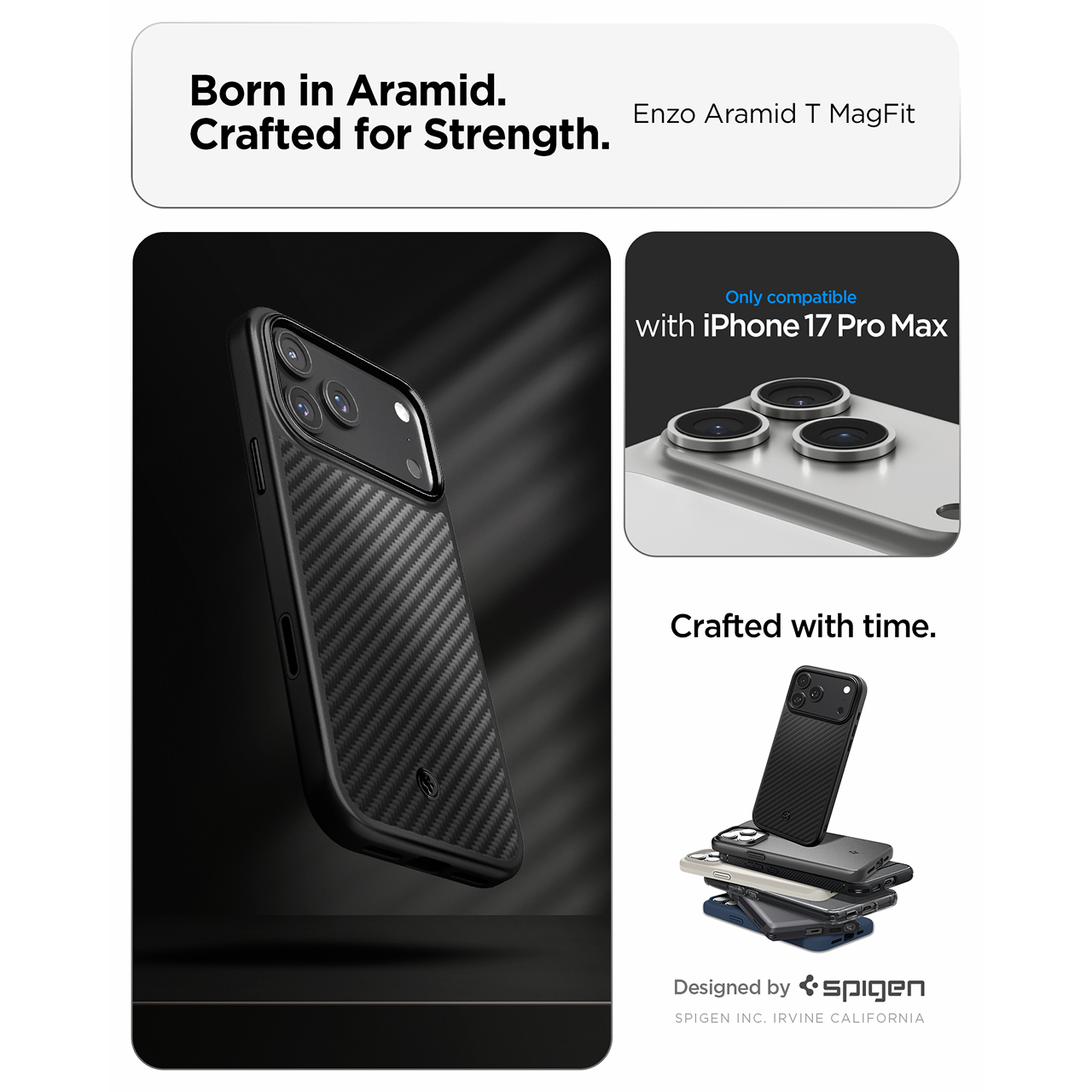 Spigen iPhone 17 Pro Case Enzo Aramid T - Black Black ACS09959