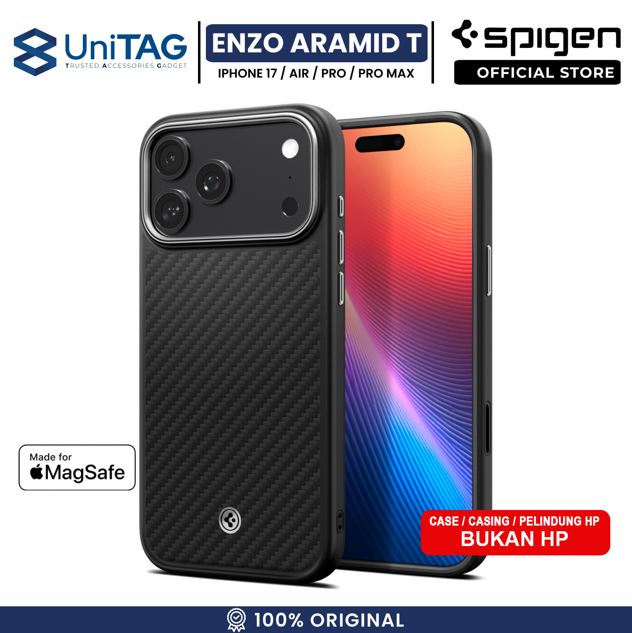 Spigen iPhone 17 Pro Max Case Enzo Aramid T - Black Silver ACS09905