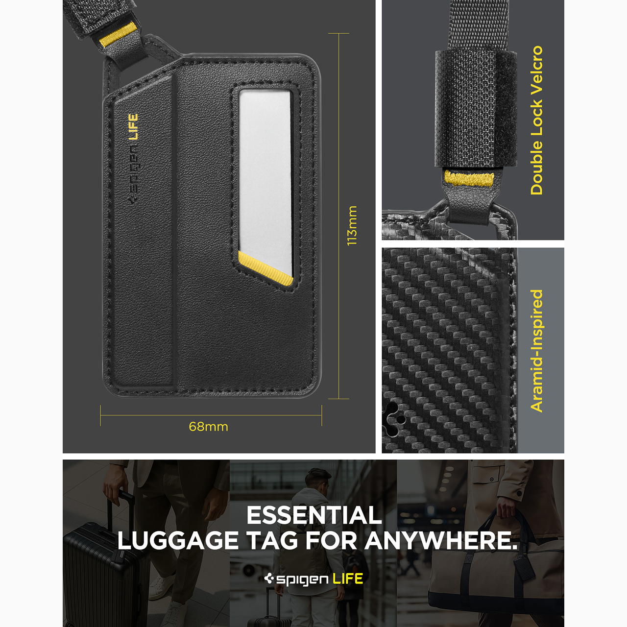 Spigen Label Tag Name Luggage Tag LF510 (1 Pack) - Black AHP09776
