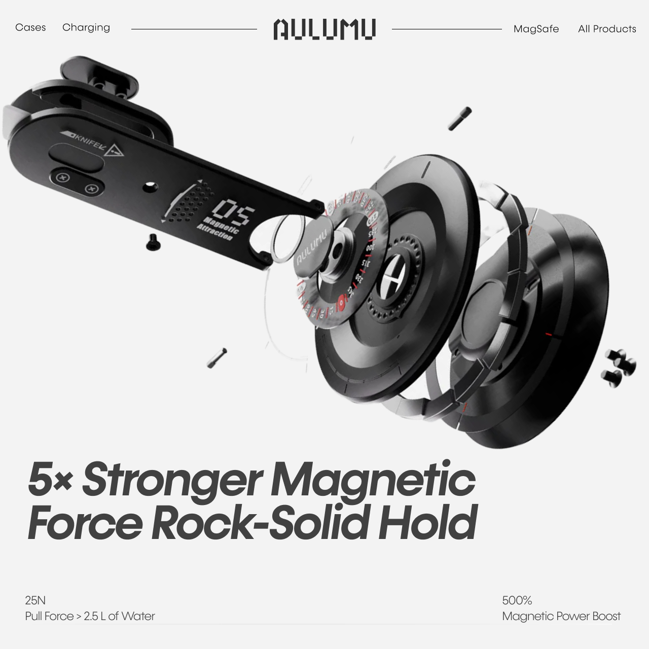 Aulumu Phone Kickstand G05 Air 5-in-1 Multifunctional Magnetic Phone Mount - Black UA-G05-Air-BK