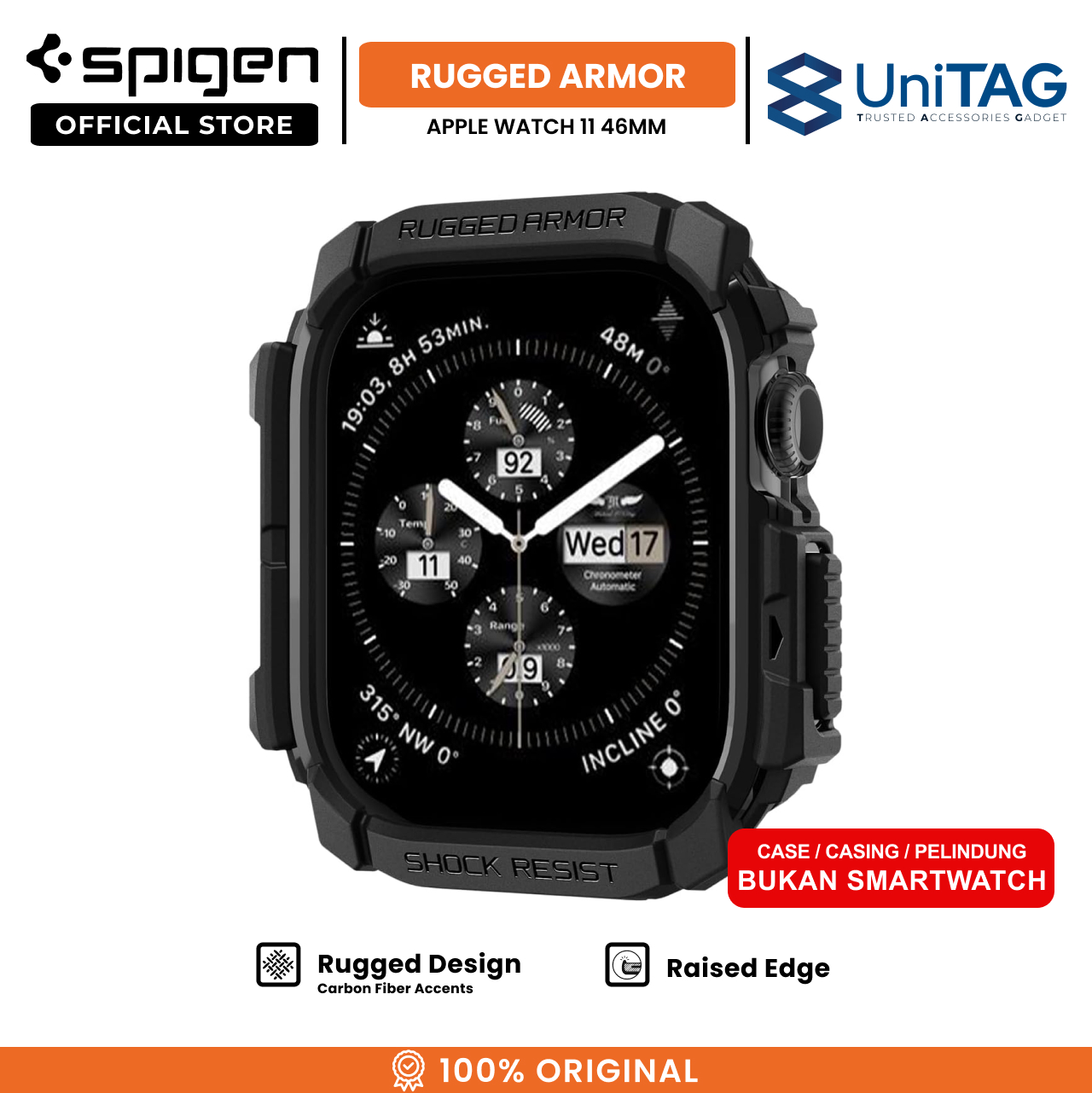Spigen Apple Watch 46mm (Series 11) Case Rugged Armor 2 - Matte Black ACS10499