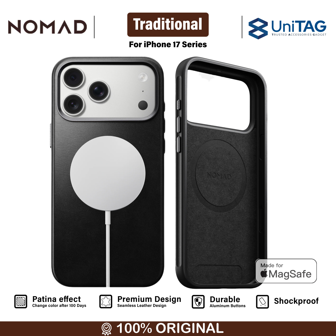 Nomad iPhone 17 Pro Max Case Magsafe Traditional Leather Case - Black NM011895858