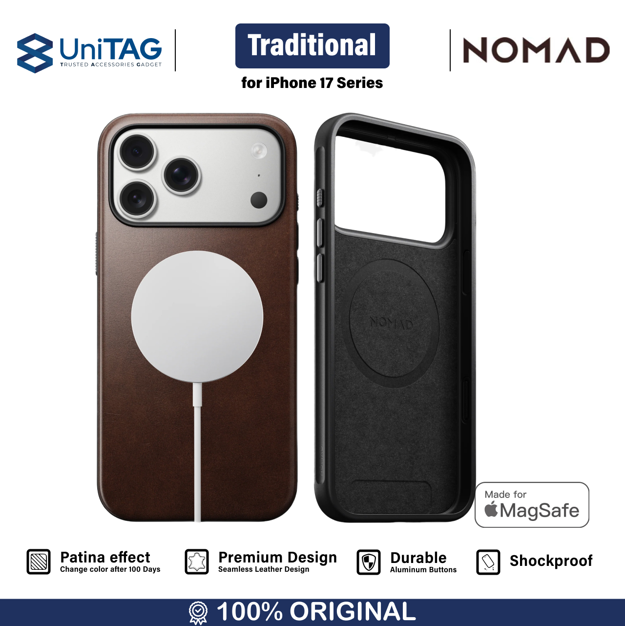 Nomad iPhone 17 Pro Max Case Magsafe Traditional Leather Case - Brown NM011901858