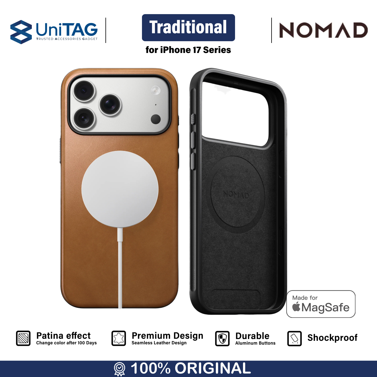 Nomad iPhone 17 Pro Case Magsafe Traditional Leather Case - English Tan - C NM011932858